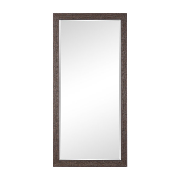 Highland Dunes Lindberg Rectangle Full Length Mirror, Faux Wood Farmhouse Mirror, Floor Mirror